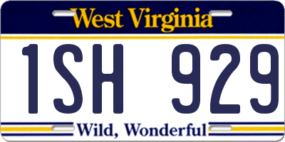 WV license plate 1SH929