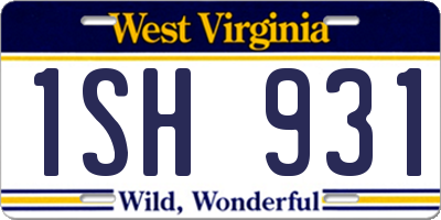 WV license plate 1SH931