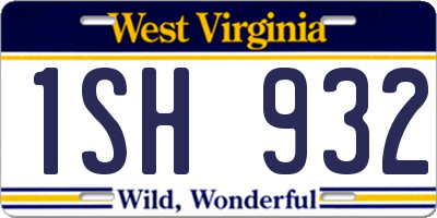 WV license plate 1SH932