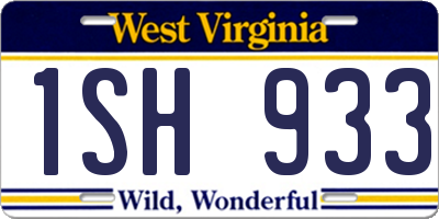 WV license plate 1SH933