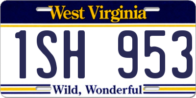WV license plate 1SH953