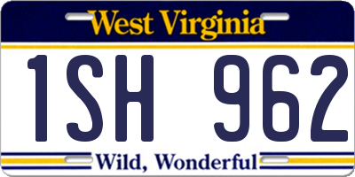 WV license plate 1SH962