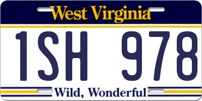 WV license plate 1SH978