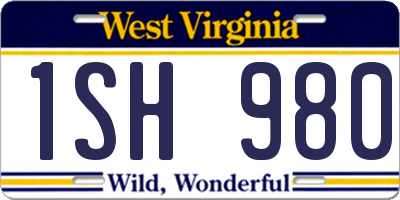 WV license plate 1SH980