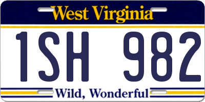 WV license plate 1SH982