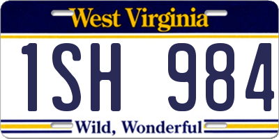 WV license plate 1SH984