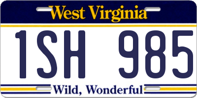 WV license plate 1SH985