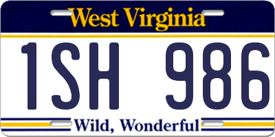 WV license plate 1SH986