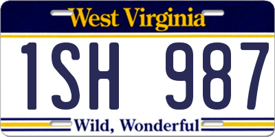 WV license plate 1SH987