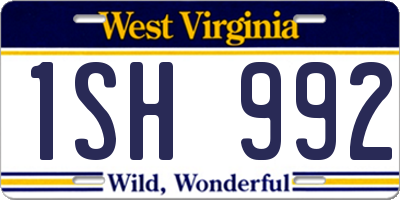 WV license plate 1SH992
