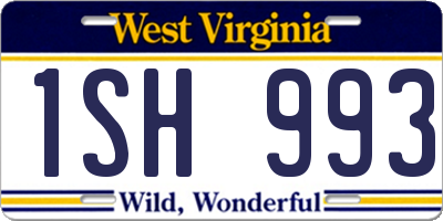 WV license plate 1SH993