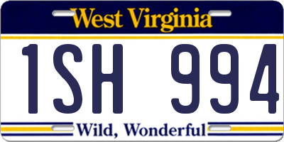 WV license plate 1SH994