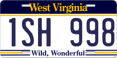 WV license plate 1SH998