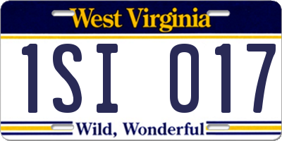 WV license plate 1SI017