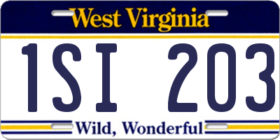WV license plate 1SI203