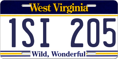 WV license plate 1SI205
