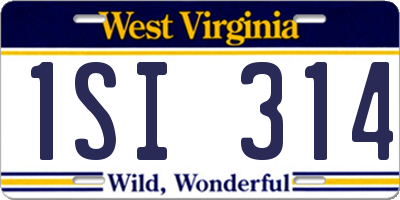 WV license plate 1SI314