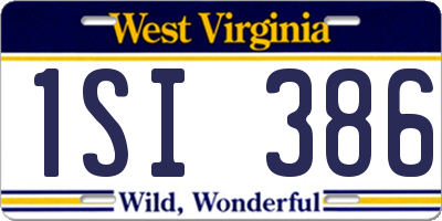 WV license plate 1SI386