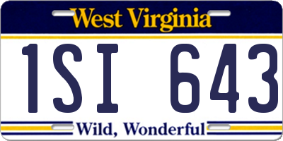 WV license plate 1SI643