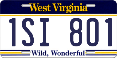 WV license plate 1SI801