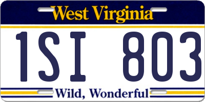 WV license plate 1SI803