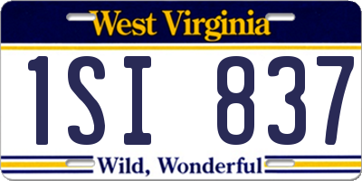 WV license plate 1SI837