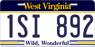 WV license plate 1SI892