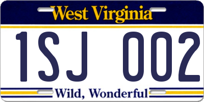 WV license plate 1SJ002
