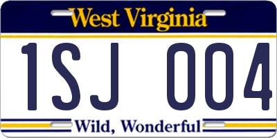 WV license plate 1SJ004