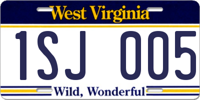 WV license plate 1SJ005