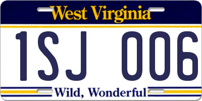WV license plate 1SJ006