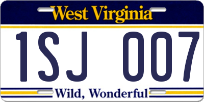 WV license plate 1SJ007