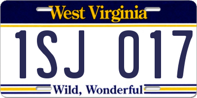WV license plate 1SJ017