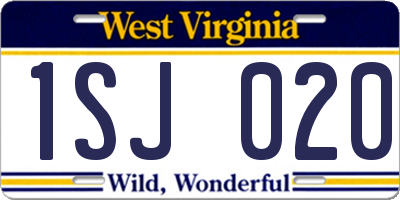 WV license plate 1SJ020