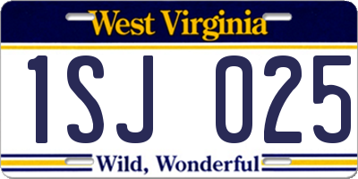 WV license plate 1SJ025