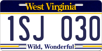 WV license plate 1SJ030
