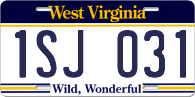 WV license plate 1SJ031