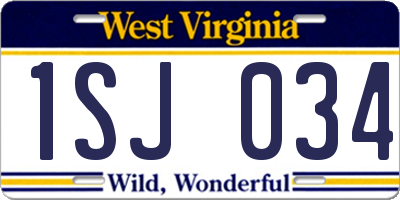 WV license plate 1SJ034