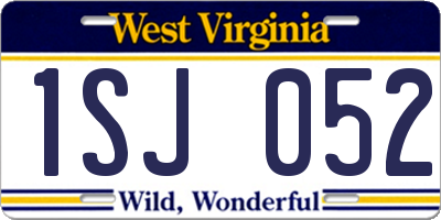 WV license plate 1SJ052