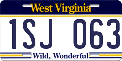 WV license plate 1SJ063