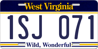 WV license plate 1SJ071