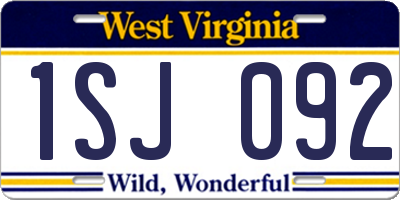 WV license plate 1SJ092