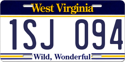 WV license plate 1SJ094