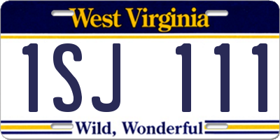 WV license plate 1SJ111