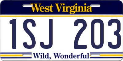 WV license plate 1SJ203