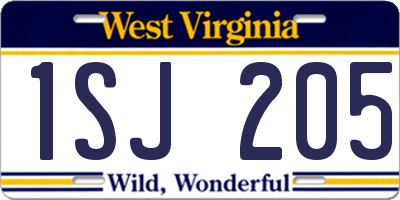 WV license plate 1SJ205