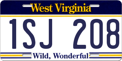 WV license plate 1SJ208