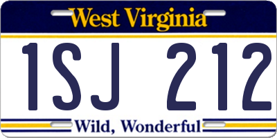 WV license plate 1SJ212