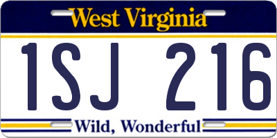 WV license plate 1SJ216
