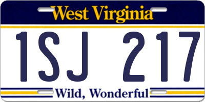 WV license plate 1SJ217